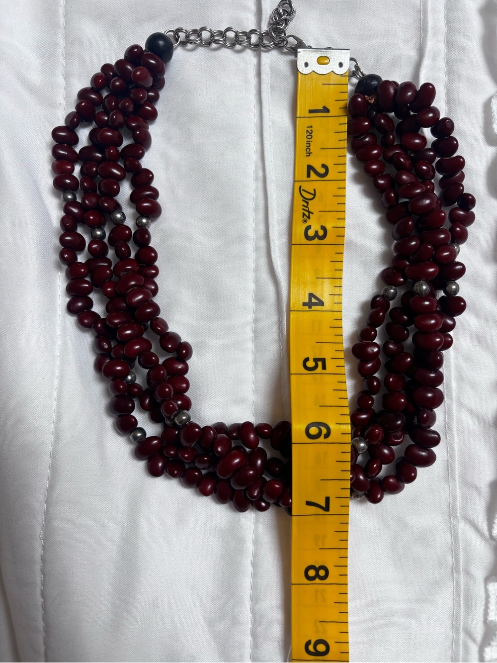Stunning Layered Deep Red Beaded Necklace with Subtle Silver Accents - Picture 6 of 6